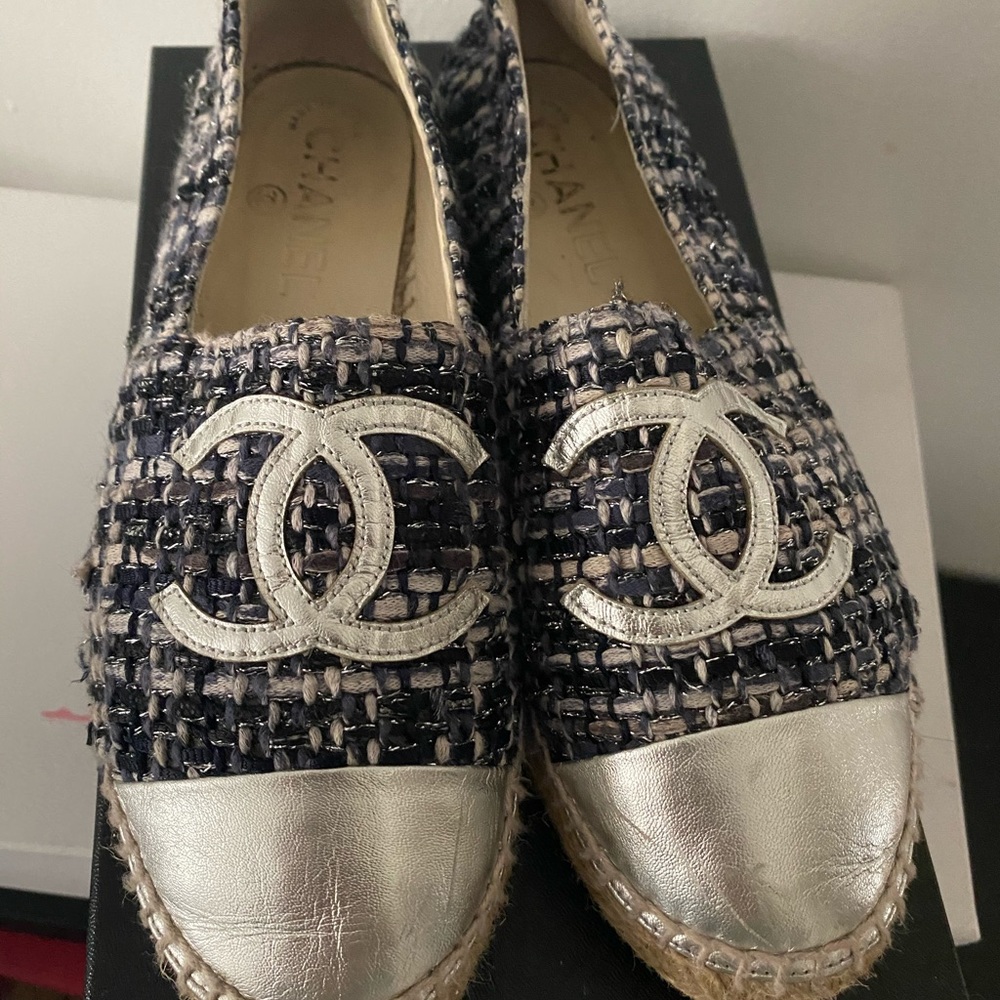 Chanel tweed denim  espadrilles